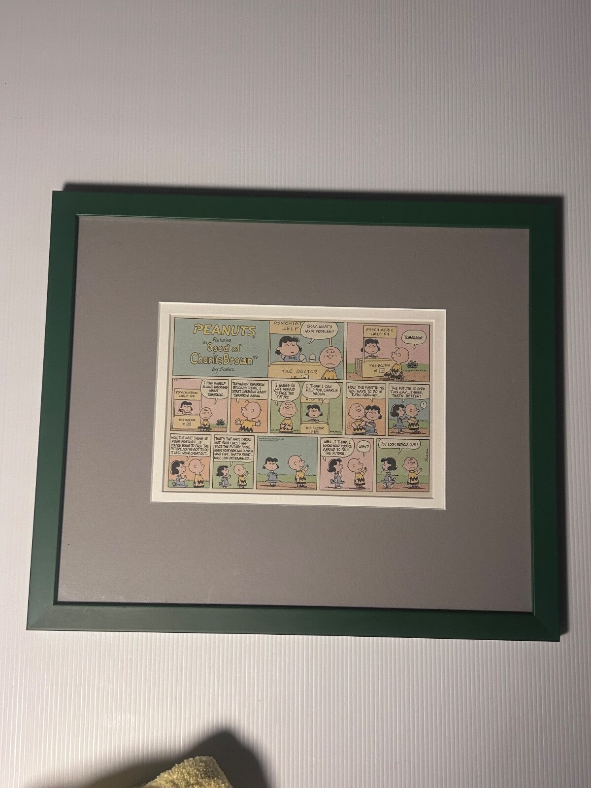 Framed 1968 Peanuts Comic Strip – Charlie Brown & Lucy “Face the Future” Schulz