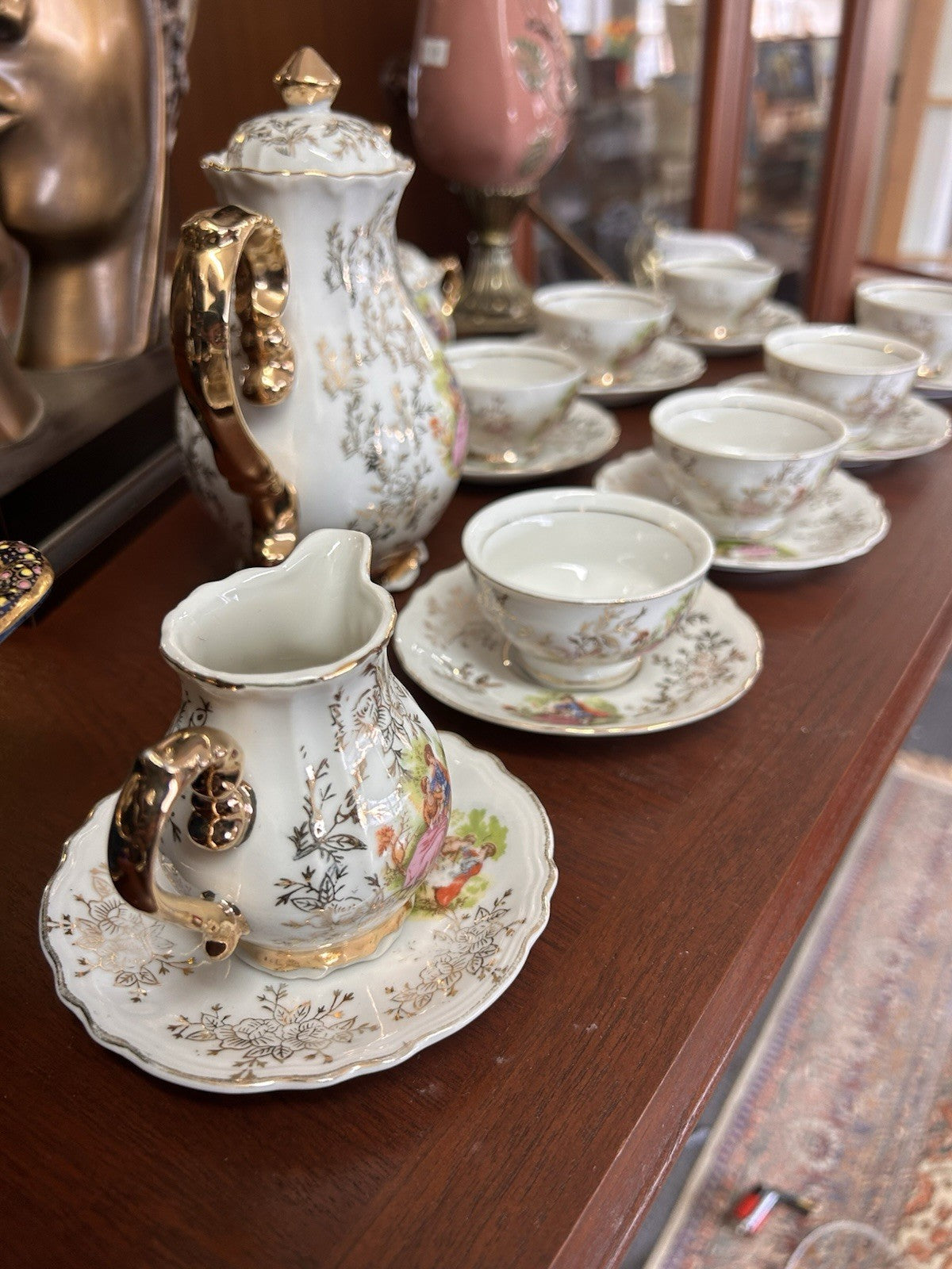 Merry AGC Rosy China Japan Vintage Tea Set 7 Cups Saucers Teapot Sugar