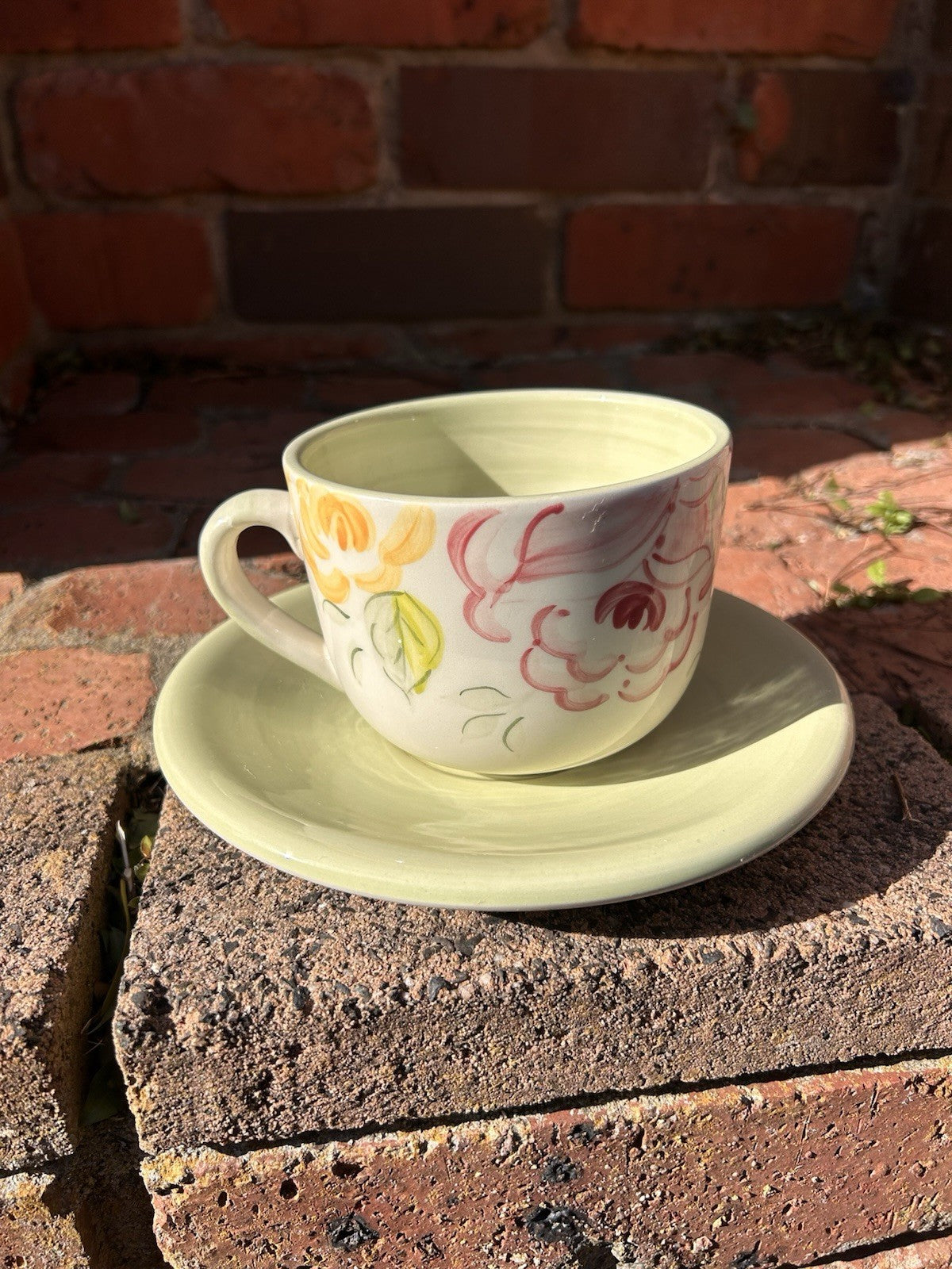 Royal Albert Rose Garden Cup & Saucer Hand Painted Earthenware Portugal 2000