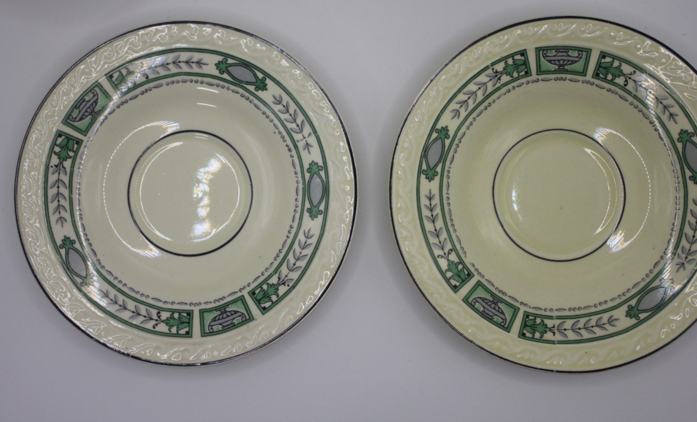 J & G Meakin Sunshine Cup & Saucer Pair c1930s English Art Deco Tea Ware