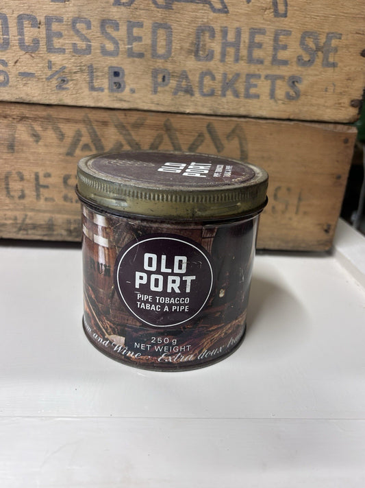Vintage Old Port Pipe Tobacco Tin 250g – Canada 1960s – Bilingual Tobacciana