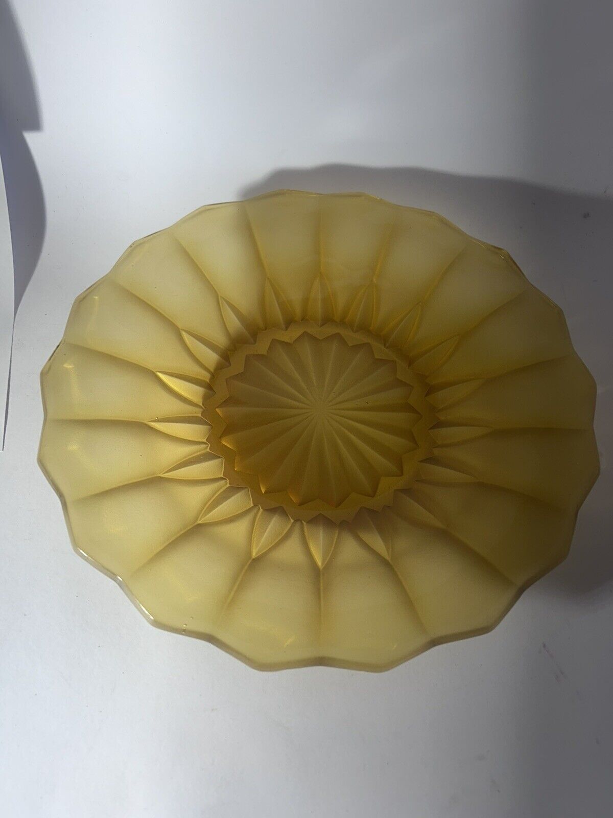 Vintage 23cm Yellow Amber Depression Glass Plate