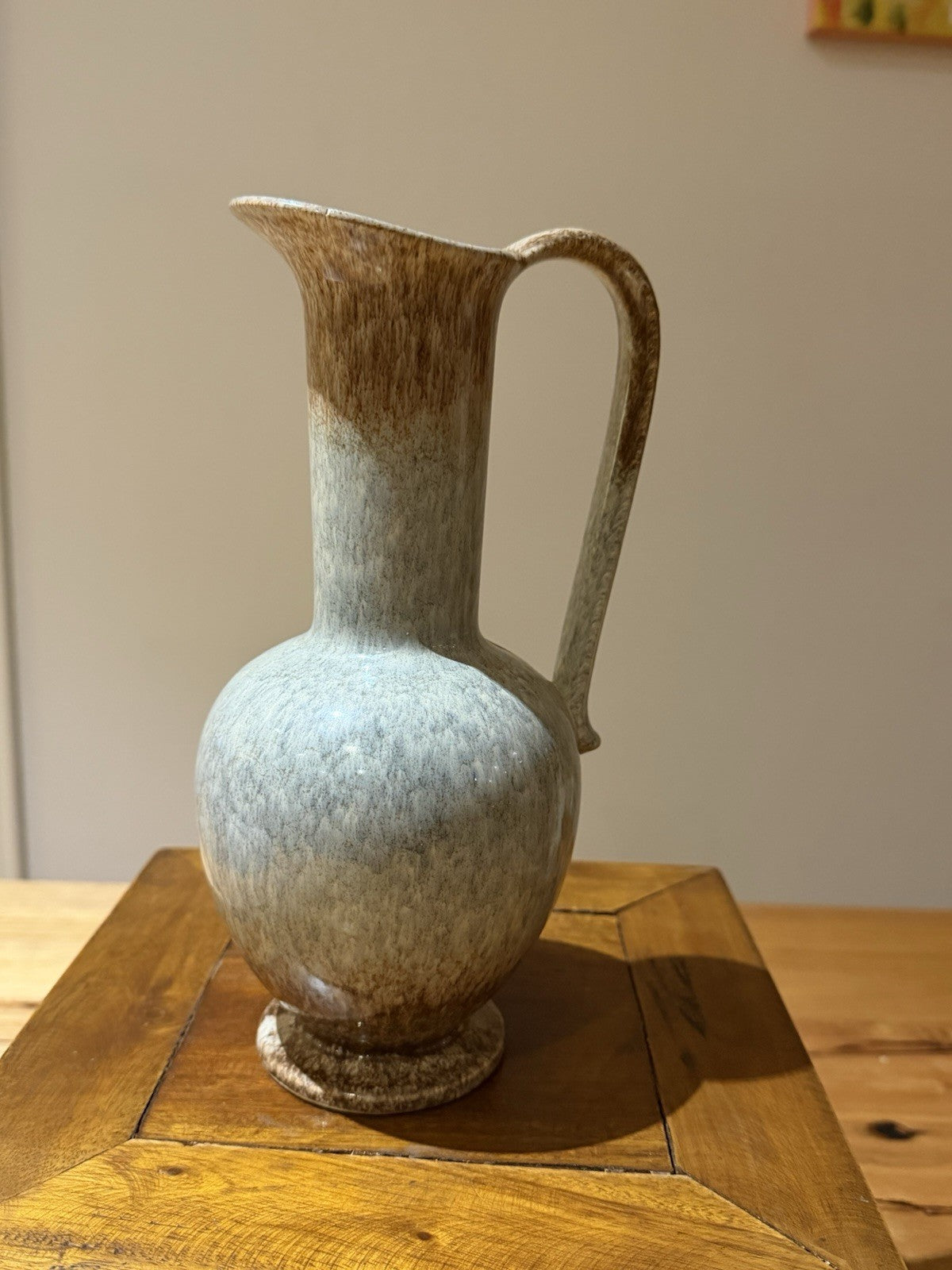 Vintage West German Pottery Jug Vase 639/3 Blue Brown Drip Glaze 25cm
