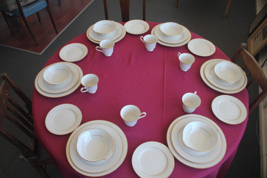 Noritake Caledonia 7091 Dinner Set Japan Embossed Gold Rim Vintage