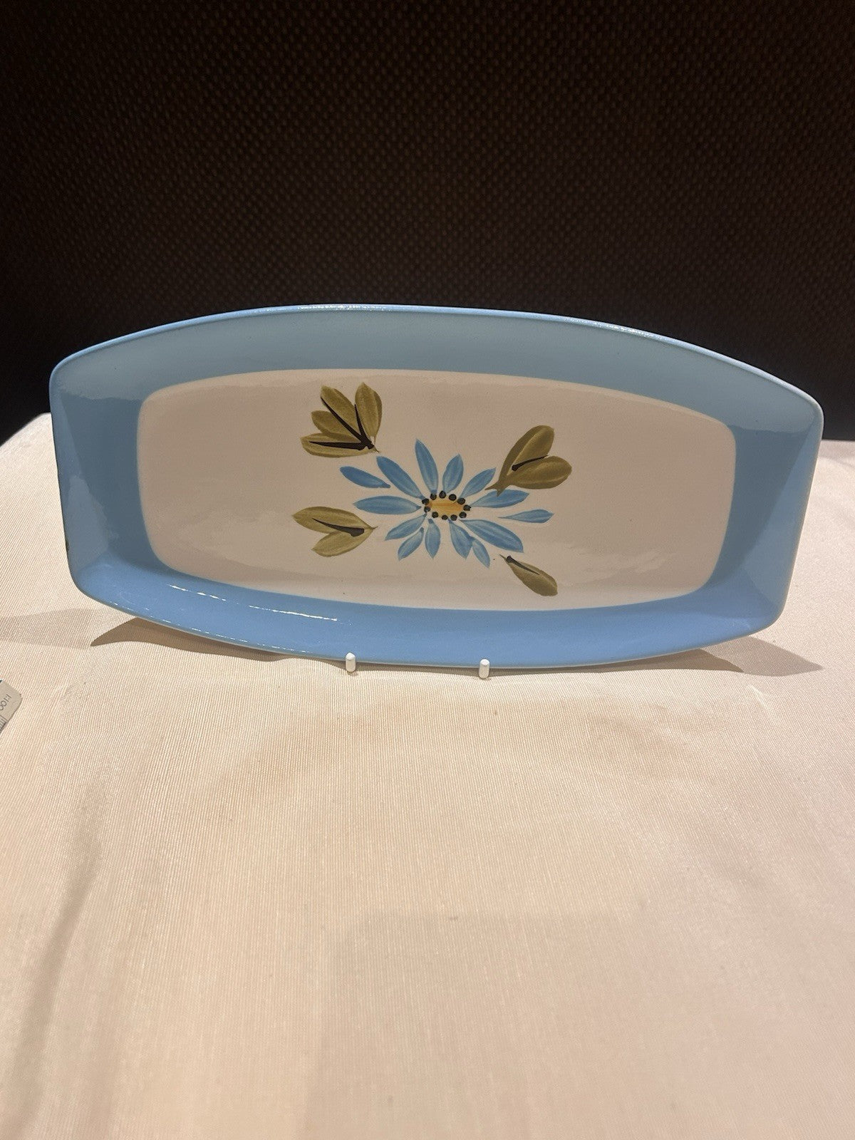 Vintage Superior Ironstone Oblong Serving Dish Blue Floral Japan c1950s
