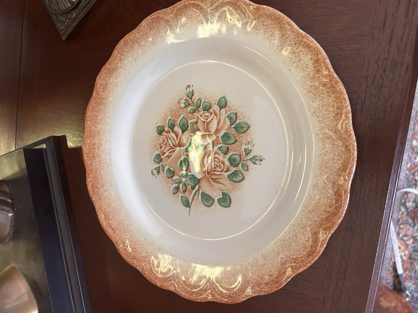 Nikko Ironstone American Beauty Rose Serving Plate Japan 25cm Vintage 