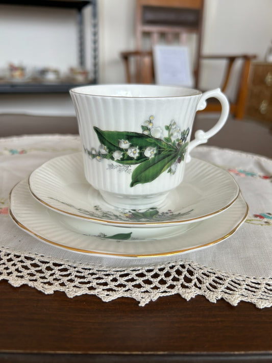 Royal Minster Lily of the Valley Fine Bone china Tea cup Trio