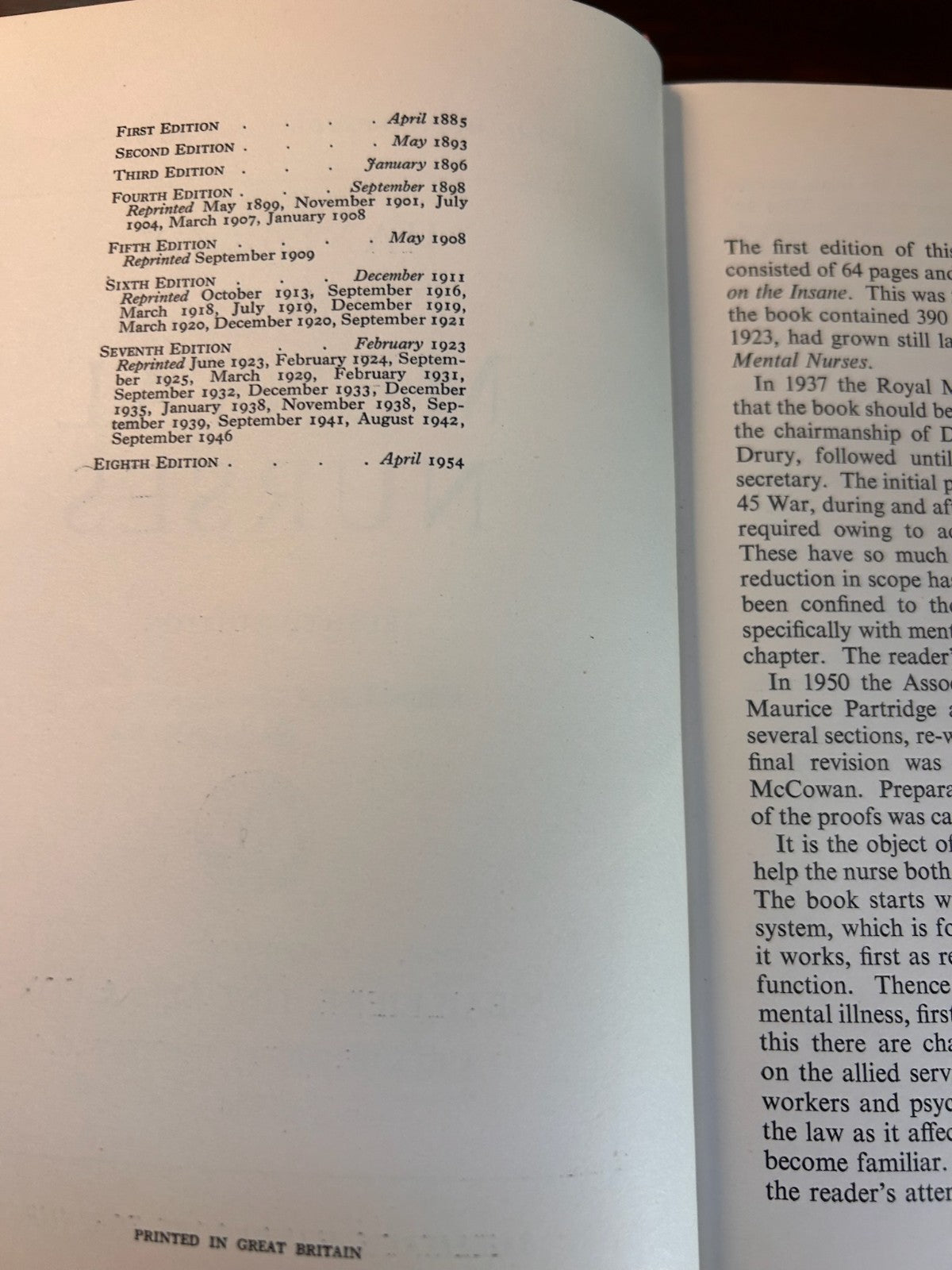 Handbook for Mental Nurses – 8th Edition (1954) Vintage Medical Textbook