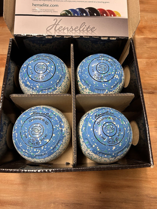 Henselite Dreamline XG Lawn Bowls Size 1H Vapour Slice Gripped Heavy Set of 4