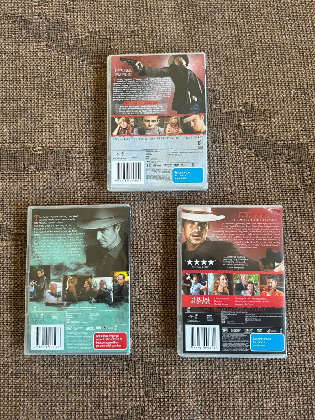 Justified DVD Bundle Seasons 1, 3 & 4 | Timothy Olyphant Crime Drama FX