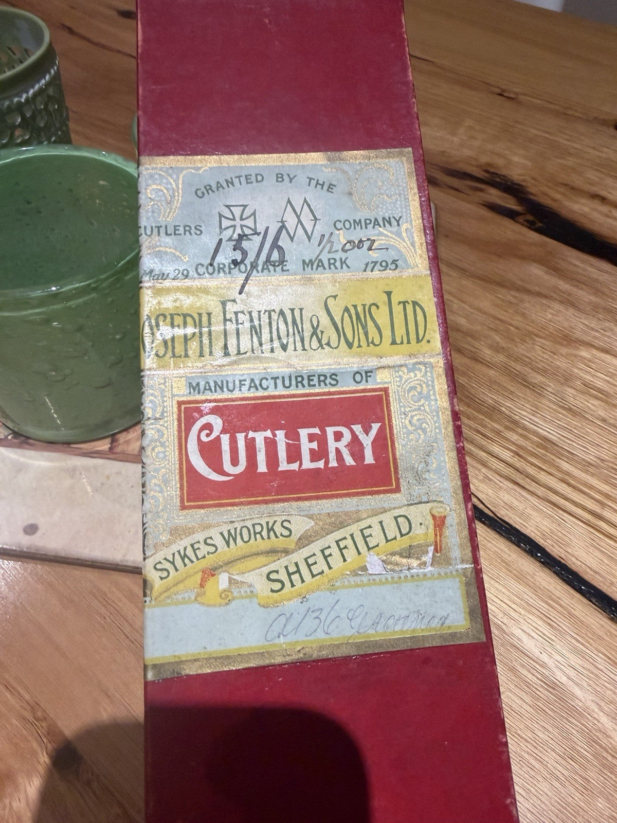 Joseph Fenton Sheffield Vintage 6 Xylonite Table Knives Original Box Circa 1921