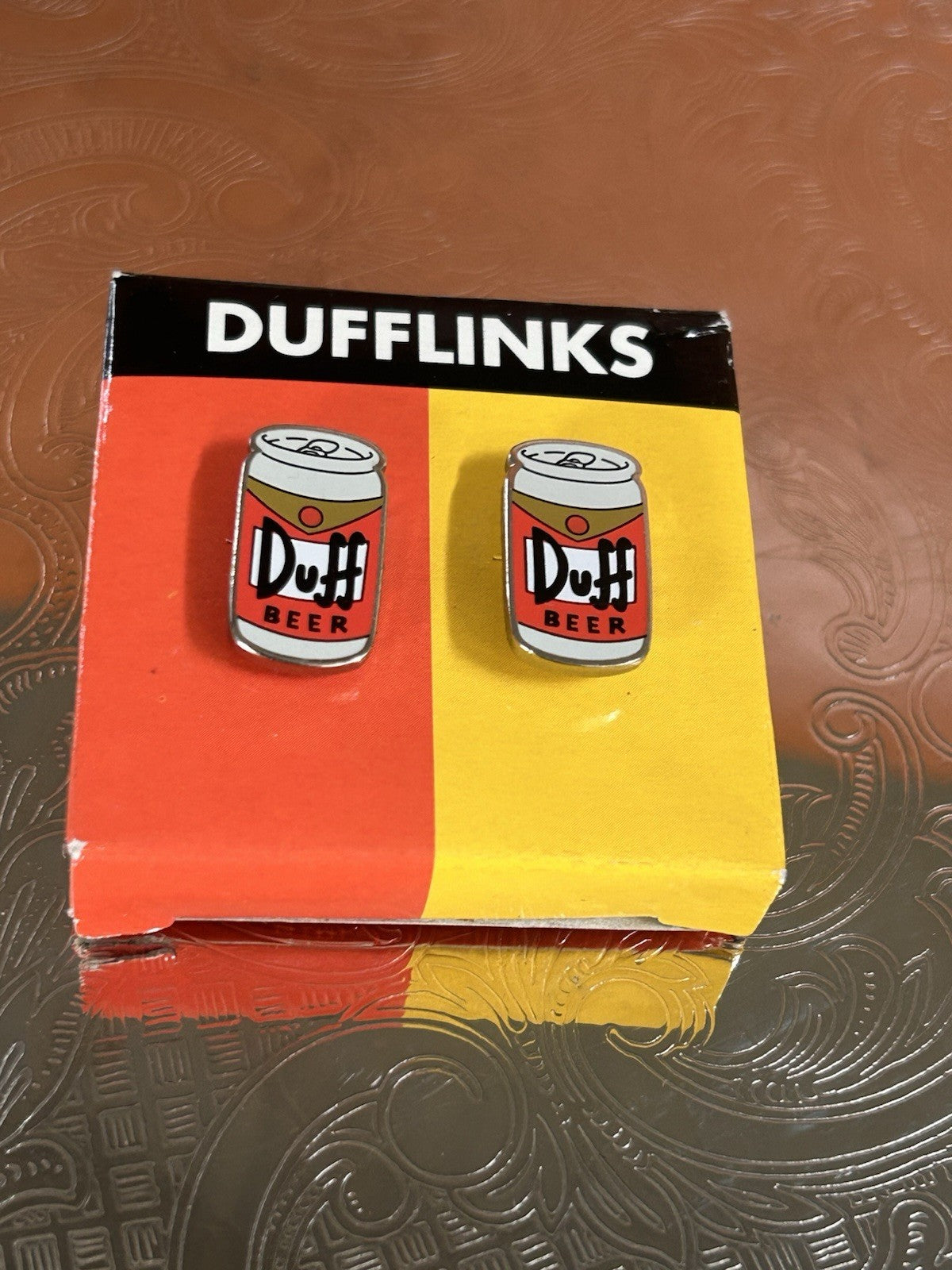 The Simpsons Duff Beer Cufflinks “Dufflinks” 2007 FOX Novelty Gift Boxed
