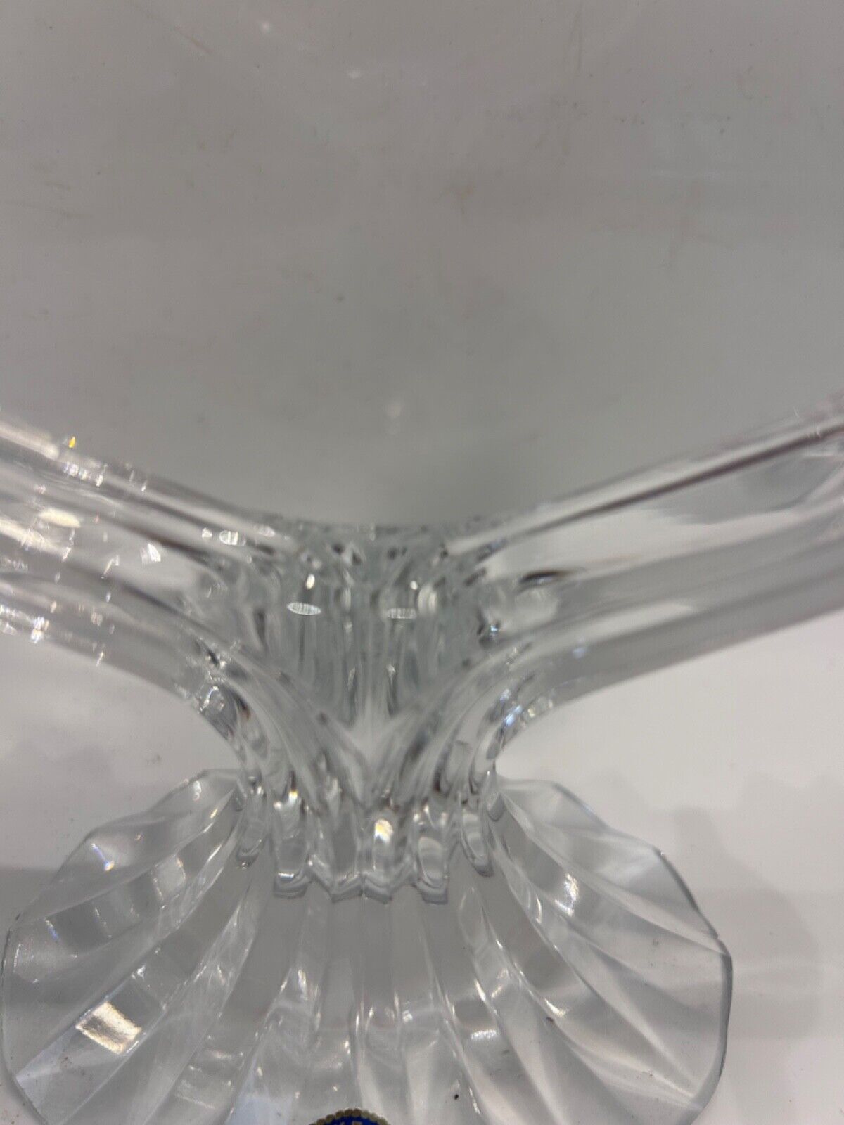 VINTAGE BOHEMIA LEAD CRYSTAL CANDLE STICK HOLDER  WITH STICKER