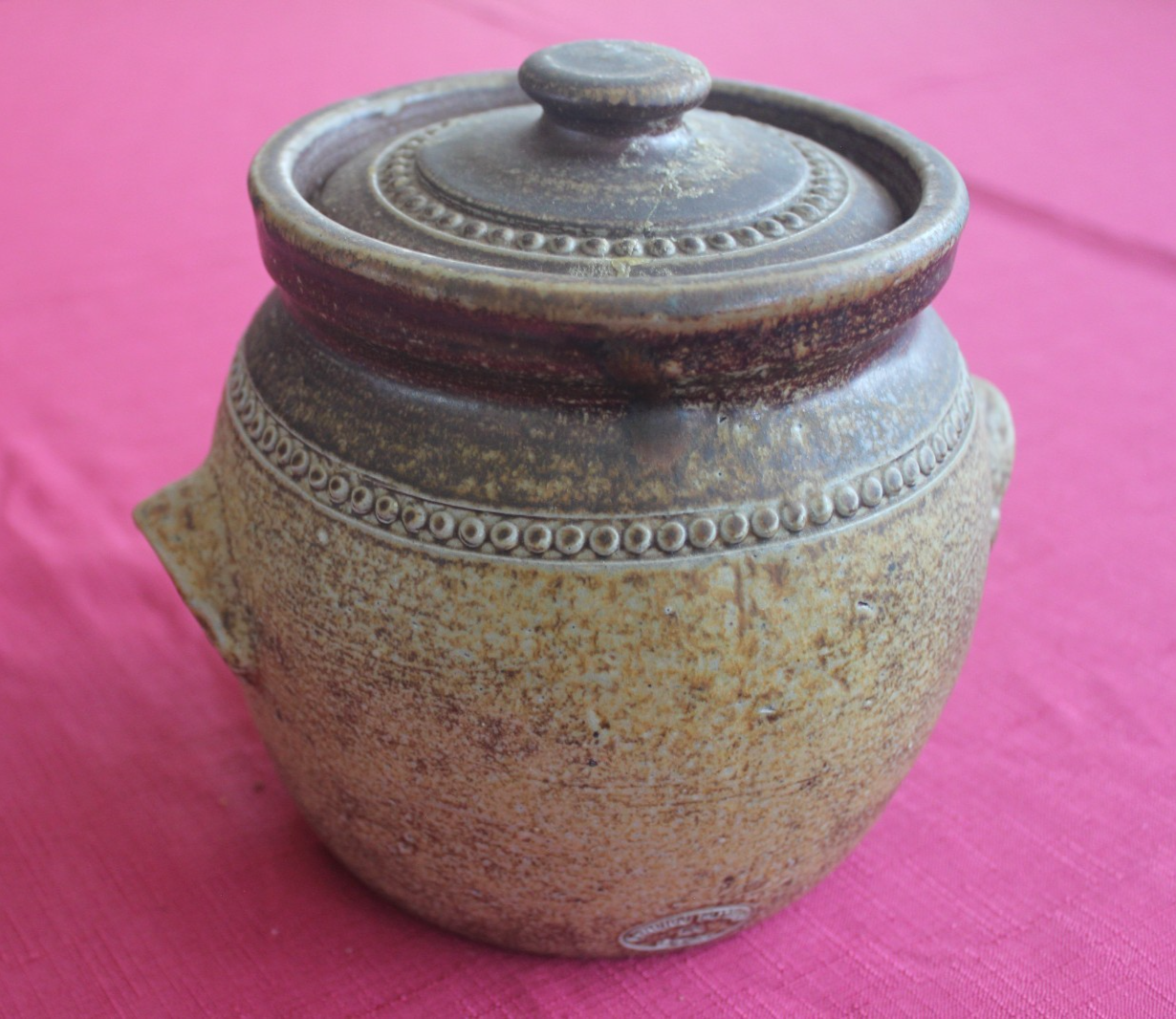 Bendigo Pottery Lidded Stoneware Crock – Australian Handmade – Rustic Studio Pot
