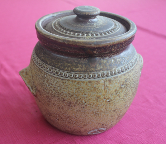 Bendigo Pottery Lidded Stoneware Crock – Australian Handmade – Rustic Studio Pot