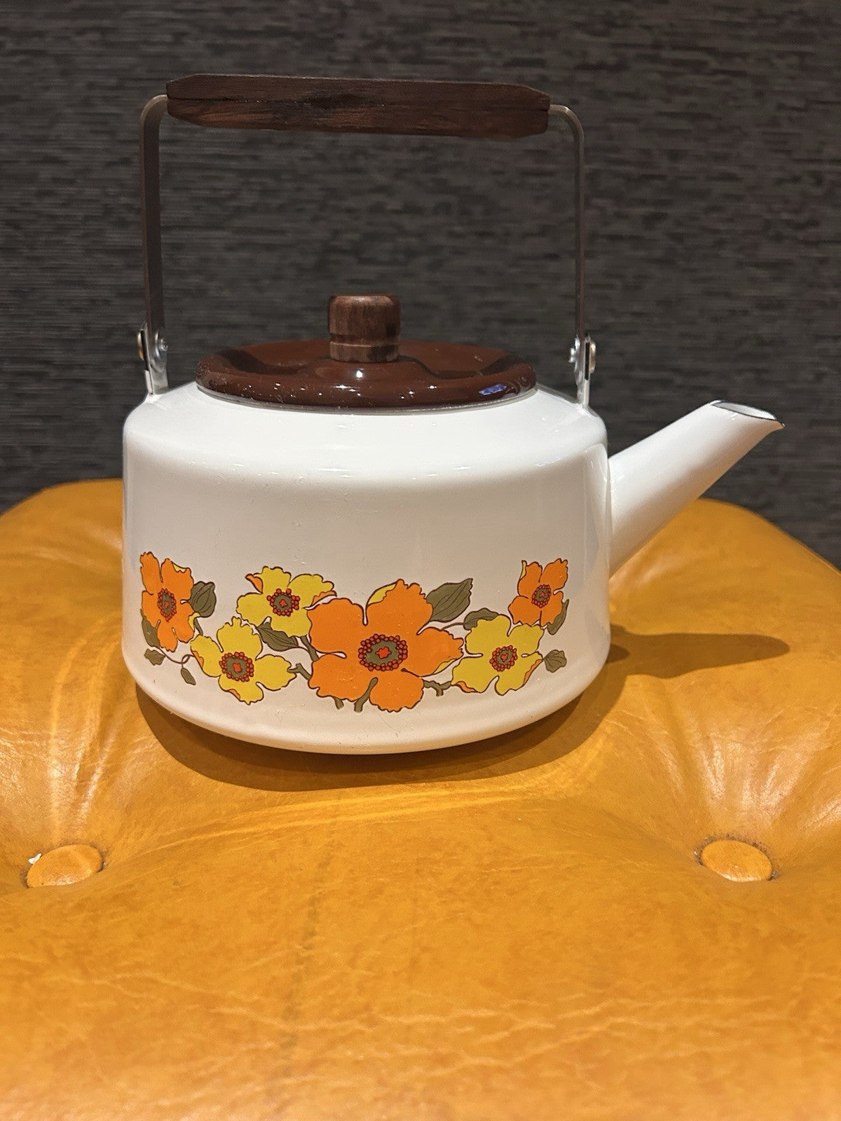 Decole Kokopele Retro Enamel Teapot 1970s Floral Japan 21cm