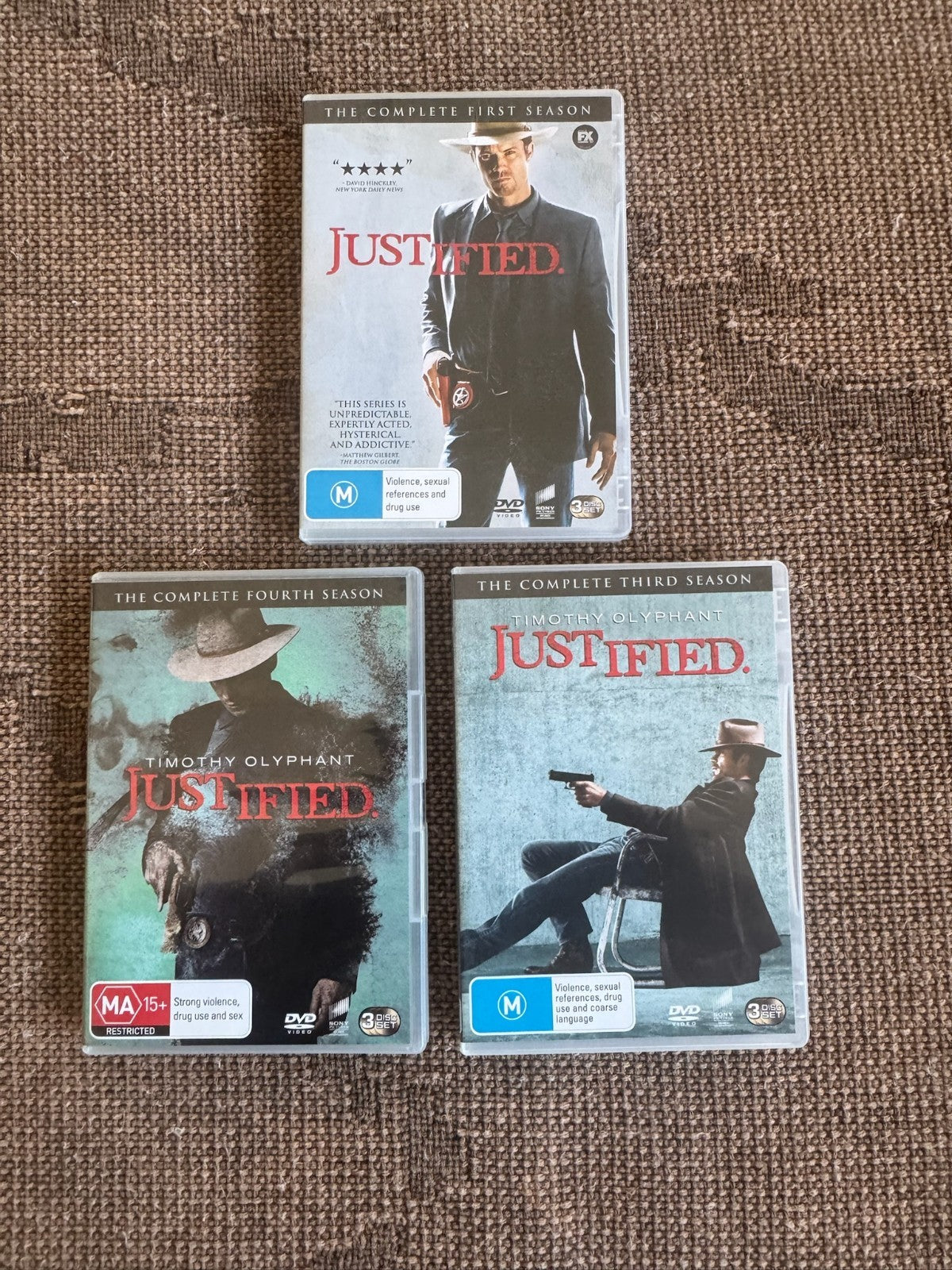 Justified DVD Bundle Seasons 1, 3 & 4 | Timothy Olyphant Crime Drama FX