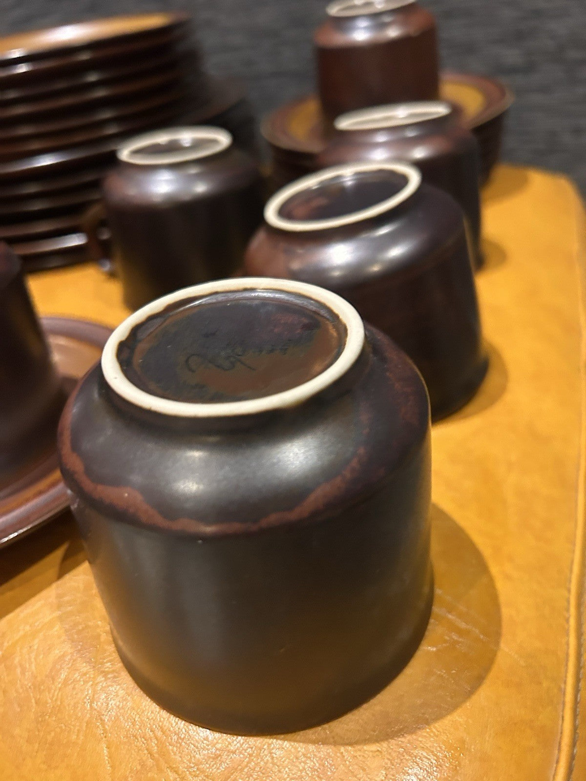 Ganatu Stoneware Japan Dinner Set 6 Place Brown 1970s Retro MCM