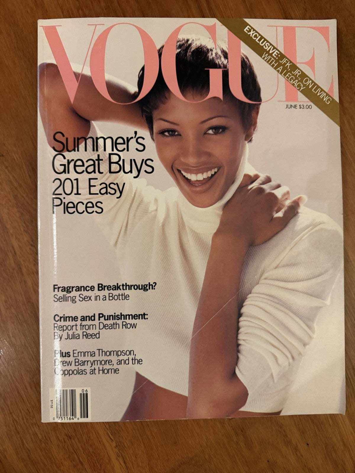 American Vogue June 1993 Naomi Campbell Drew Barrymore JFK Jr Emma Thompson