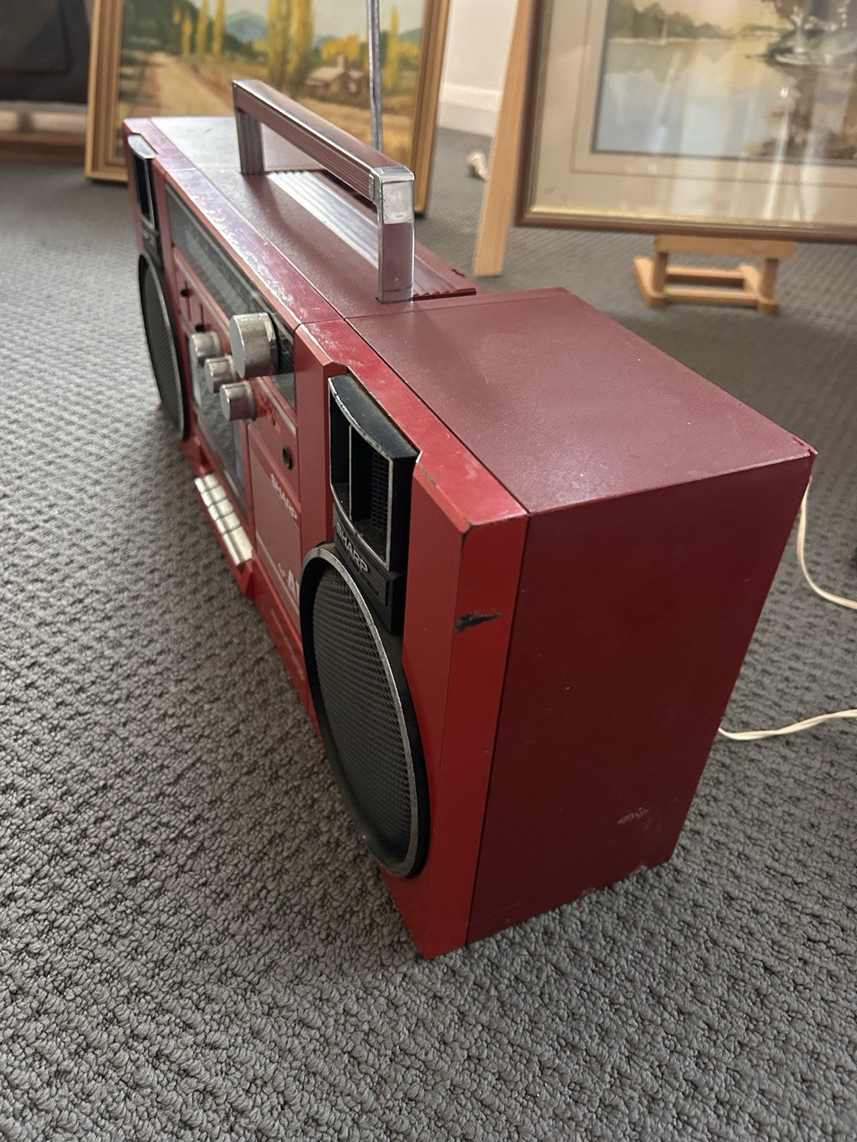 Vintage Sharp GF-A1 Red Boombox Cassette Radio | Tested & Tagged | Read Desc 