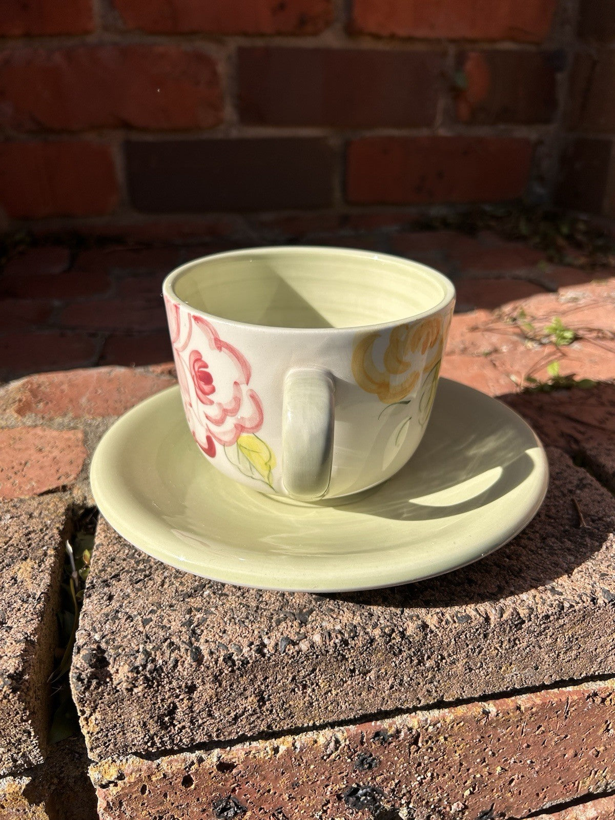 Royal Albert Rose Garden Cup & Saucer Hand Painted Earthenware Portugal 2000