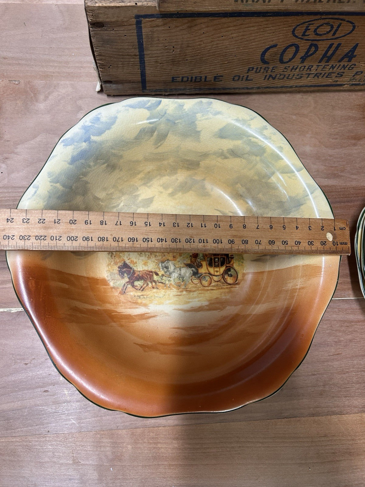 Empire Ware Dickens Days Bowl Set x6 Stagecoach Scene Vintage England