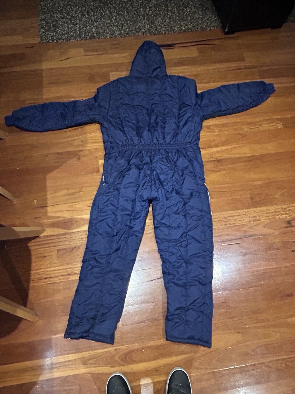 Vintage Aussie Ski Products Snow Suit Navy Blue Size L Hooded Retro 80s