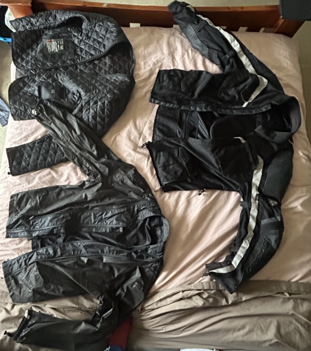DRIRIDER Motorcycle Touring Jacket Mens 2XL Black White Leather Textile
