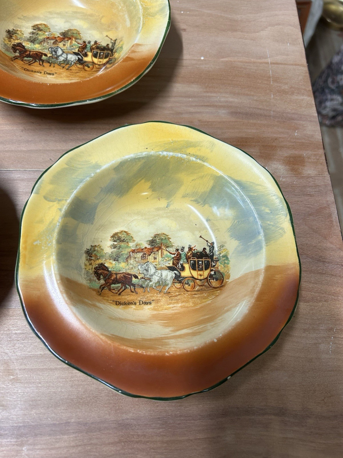Empire Ware Dickens Days Bowl Set x6 Stagecoach Scene Vintage England