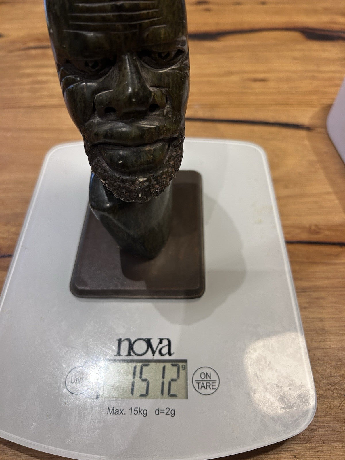 Shona African Stone Head Bust 15cm 1.5kg Zimbabwe Serpentine Sculpture