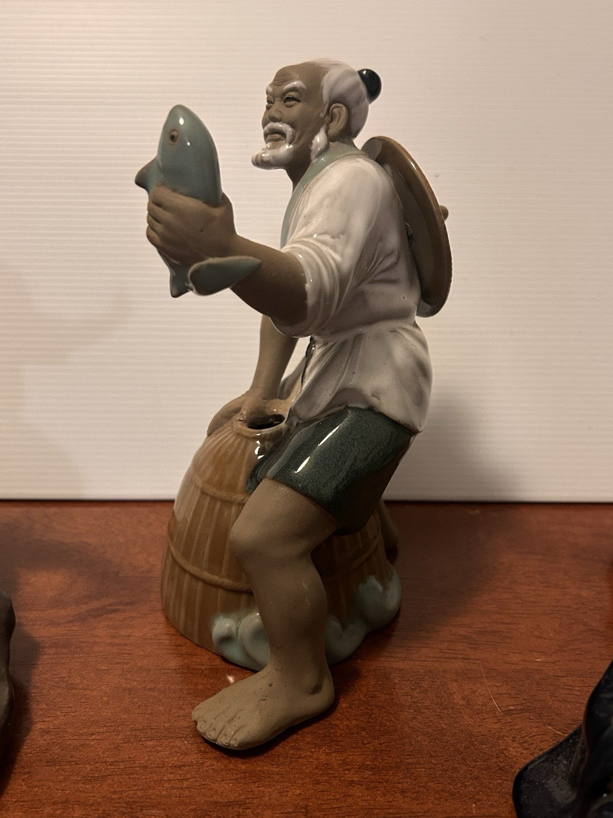 Shiwan Mudman Figurines Set of 5 Woh Jeong/Wan Jiang China Pottery 1950s–70s