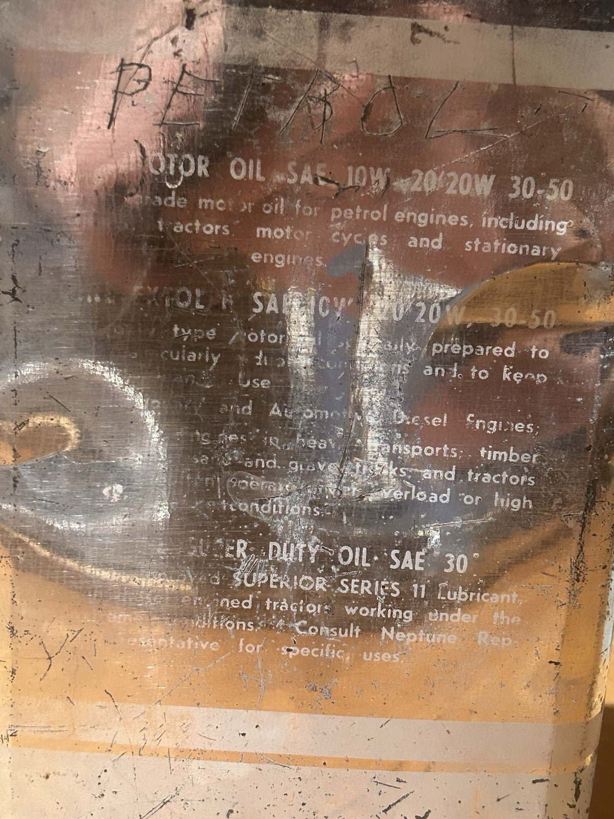 Vintage Neptune Motor Oil Tin Can 1 Gallon Australian Petroliana Collectable