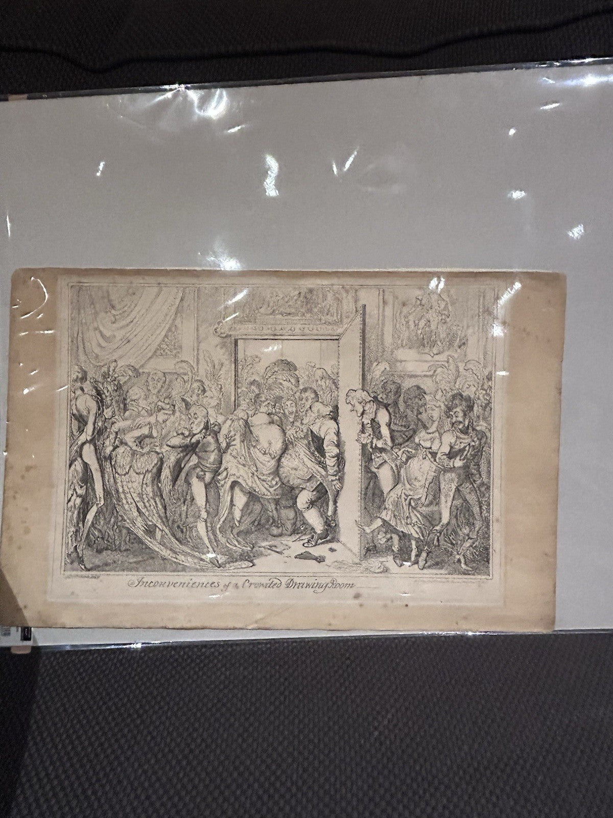 George Cruikshank Etching – “Inconveniences of a Crowded Drawing Room” c.1880s