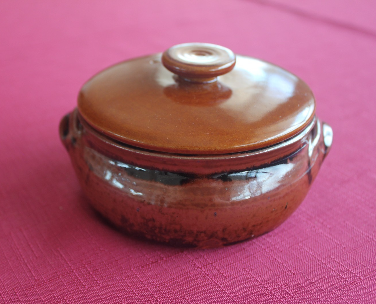 Vintage Studio Pottery Lidded Casserole / Covered Dish – Earthy Brown Glaze