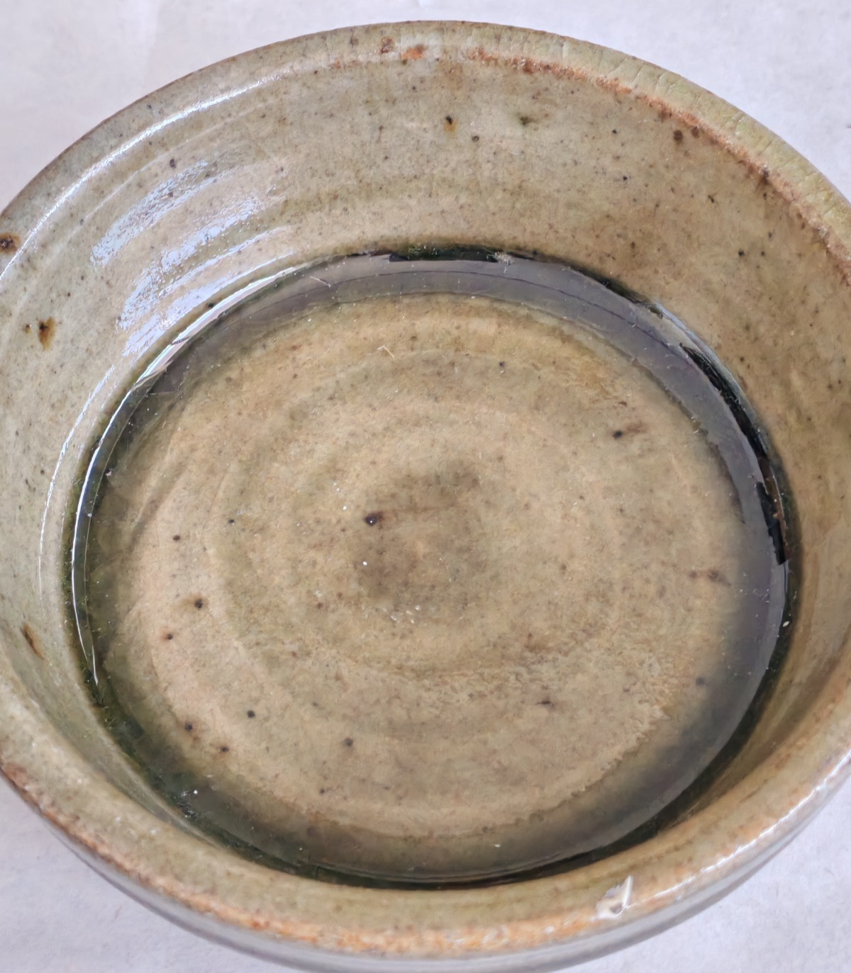 Vintage Studio Pottery Stoneware Bowl – Green Ash Glaze