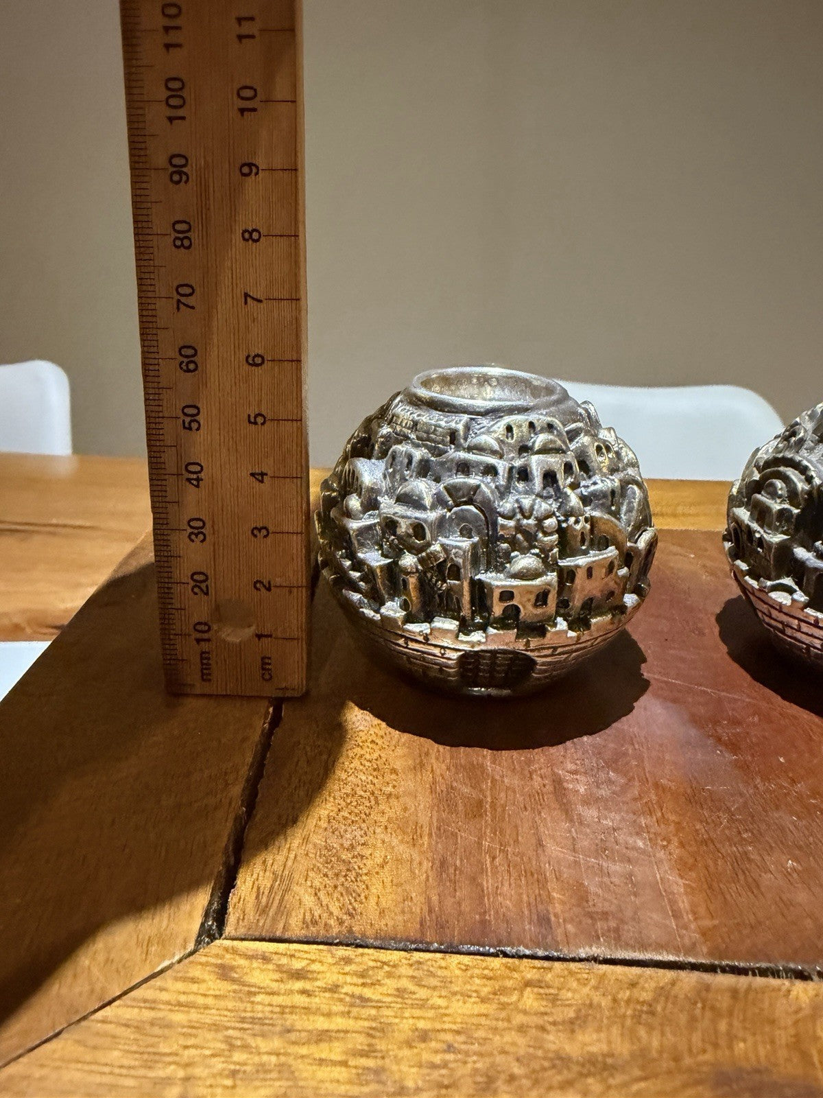 Pair Jerusalem 925 Sterling Silver Votive Candle Holders Israel 360g