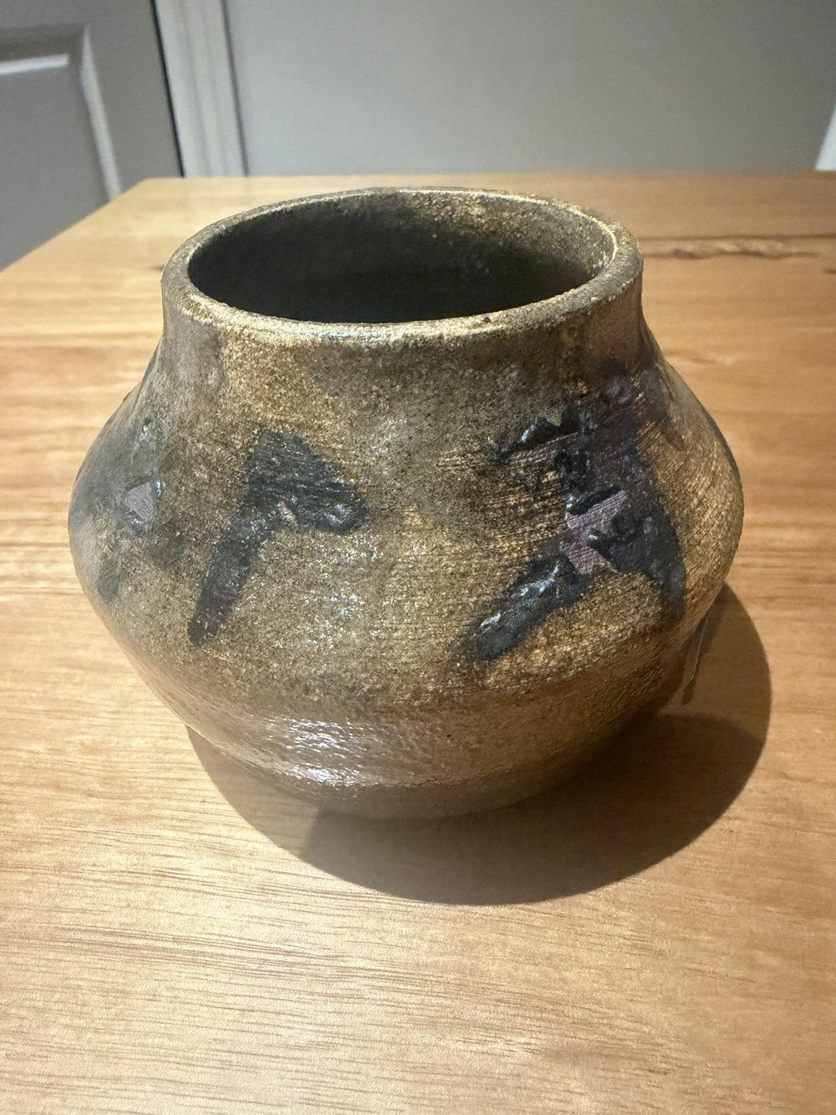Vintage Australian Studio Pottery Vase Signed SW Joan Nun Abstract Glaze