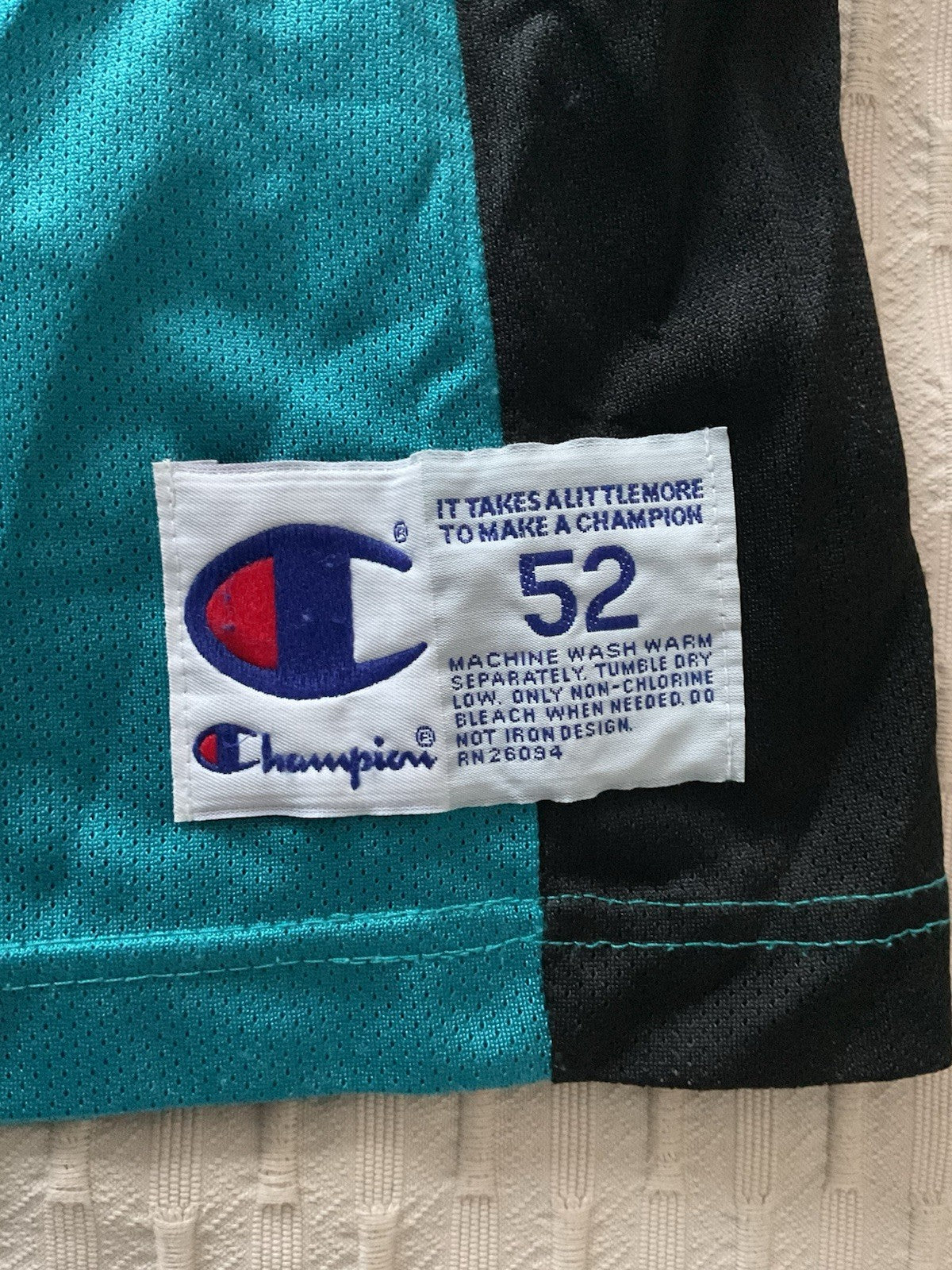 Vintage Champion Grant Hill #33 Detroit Pistons Teal NBA Jersey Size 52 USA Era