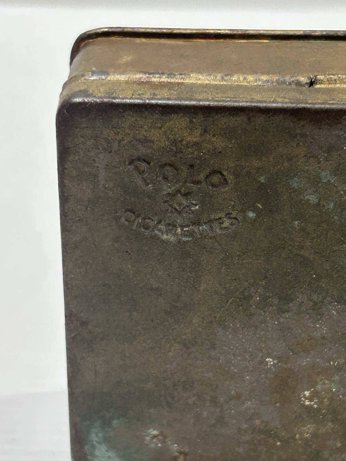 Vintage Polo Cigarettes Tobacco Metal Tin Smoking Tobacciana Collectible Patina