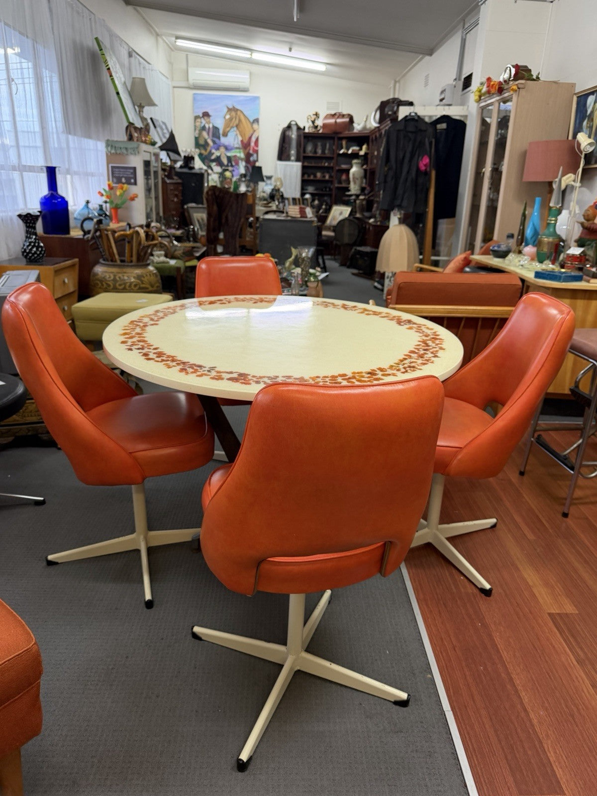 1970s Dimensional Plastics Glamourama Resin Dining Table 4 Swivel Chairs