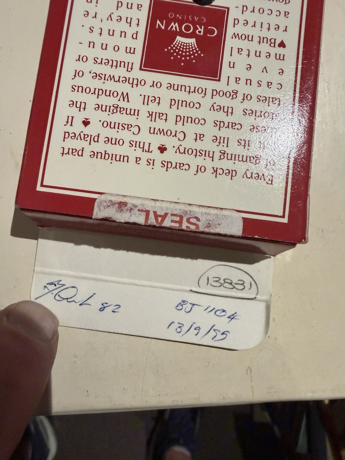 Crown Casino Melbourne Used Playing Cards Original Galleria WTC 1990s Souvenir