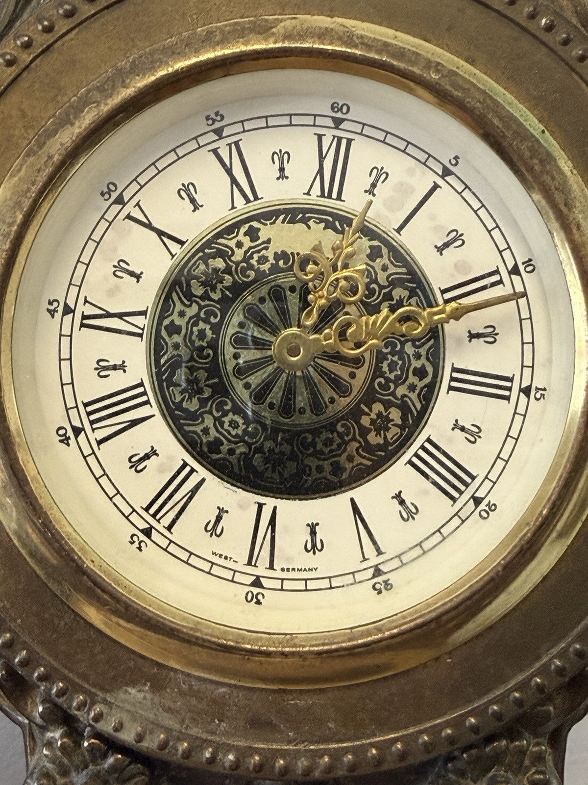 Vintage West Germany Ornate Mantel Clock Mechanical Rococo Baroque Figural