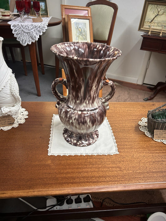 Scheurich 537/35 West German Pottery Floor Vase Fat Lava Twin Handle