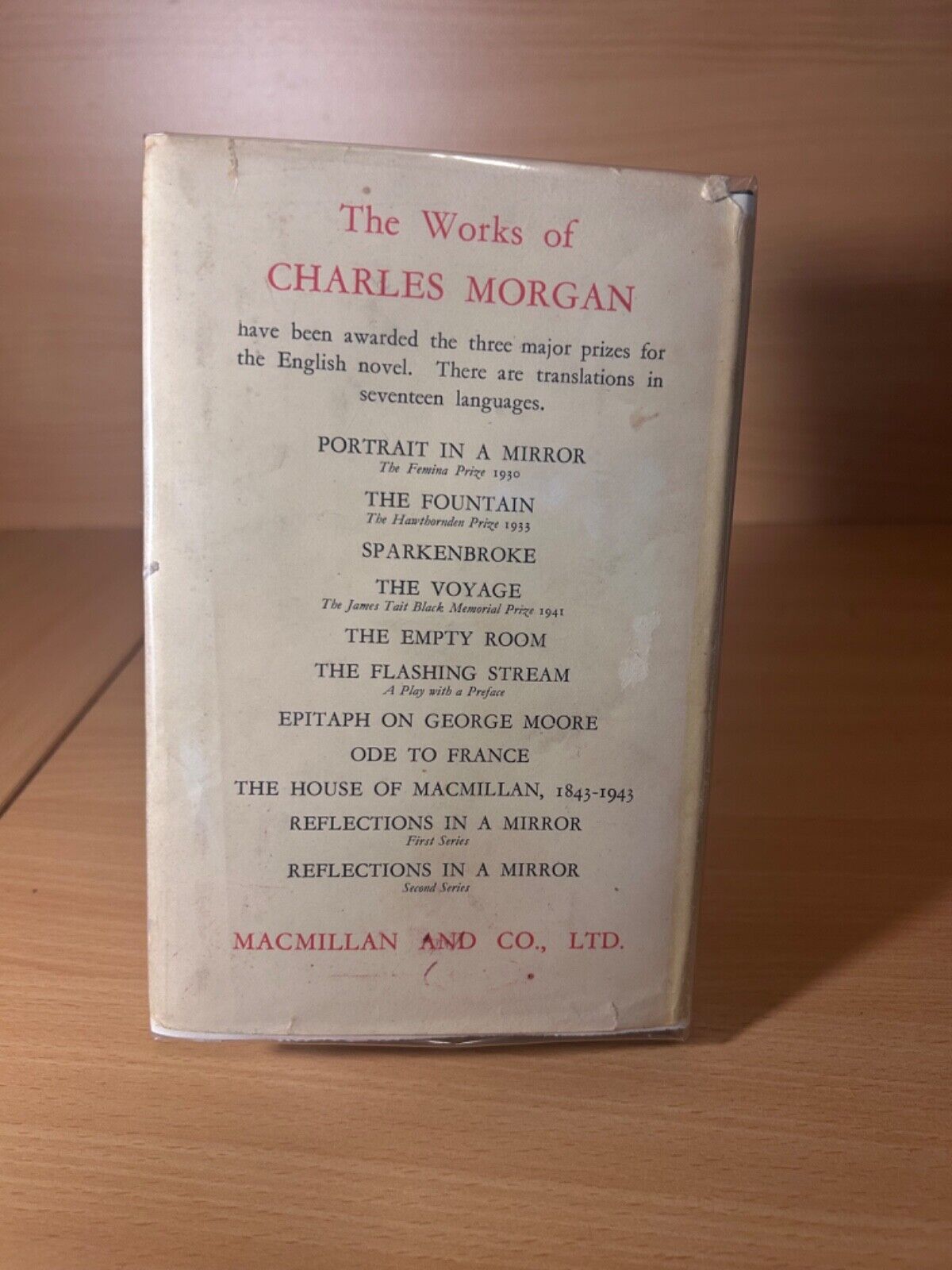 THE JUDGE'S STORY CHARLES MORGAN 1ST EDITION 1947 MacMillan London Unclipped