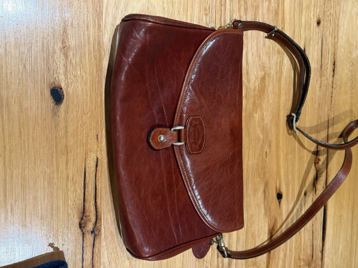 Vintage Oroton Florence Leather Shoulder Bag Brown Made in Australia Handbag