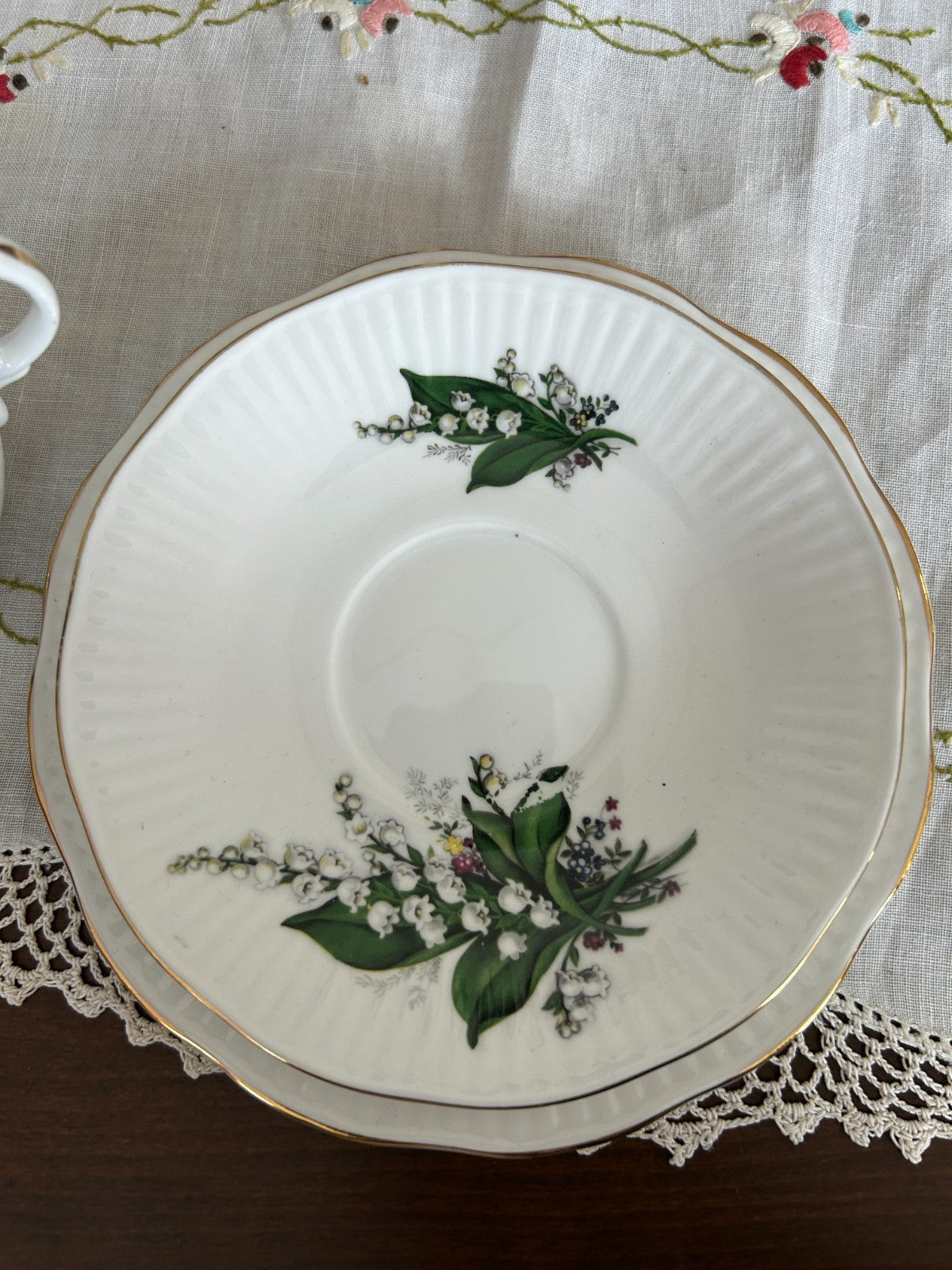 Royal Minster Lily of the Valley Fine Bone china Tea cup Trio