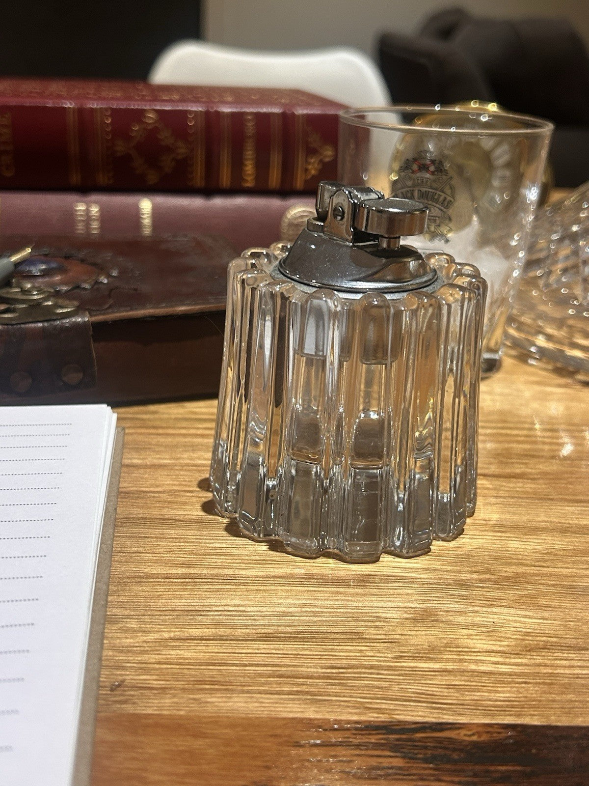 Vintage Koei Unicon Japan Glass Table Lighter Retro Desk Lighter - UNTESTED