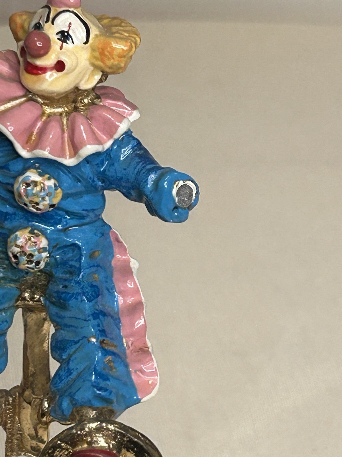 Ron Lee Circus Clown Figurine on Onyx Base Vintage Hand-Painted Art (Damage)