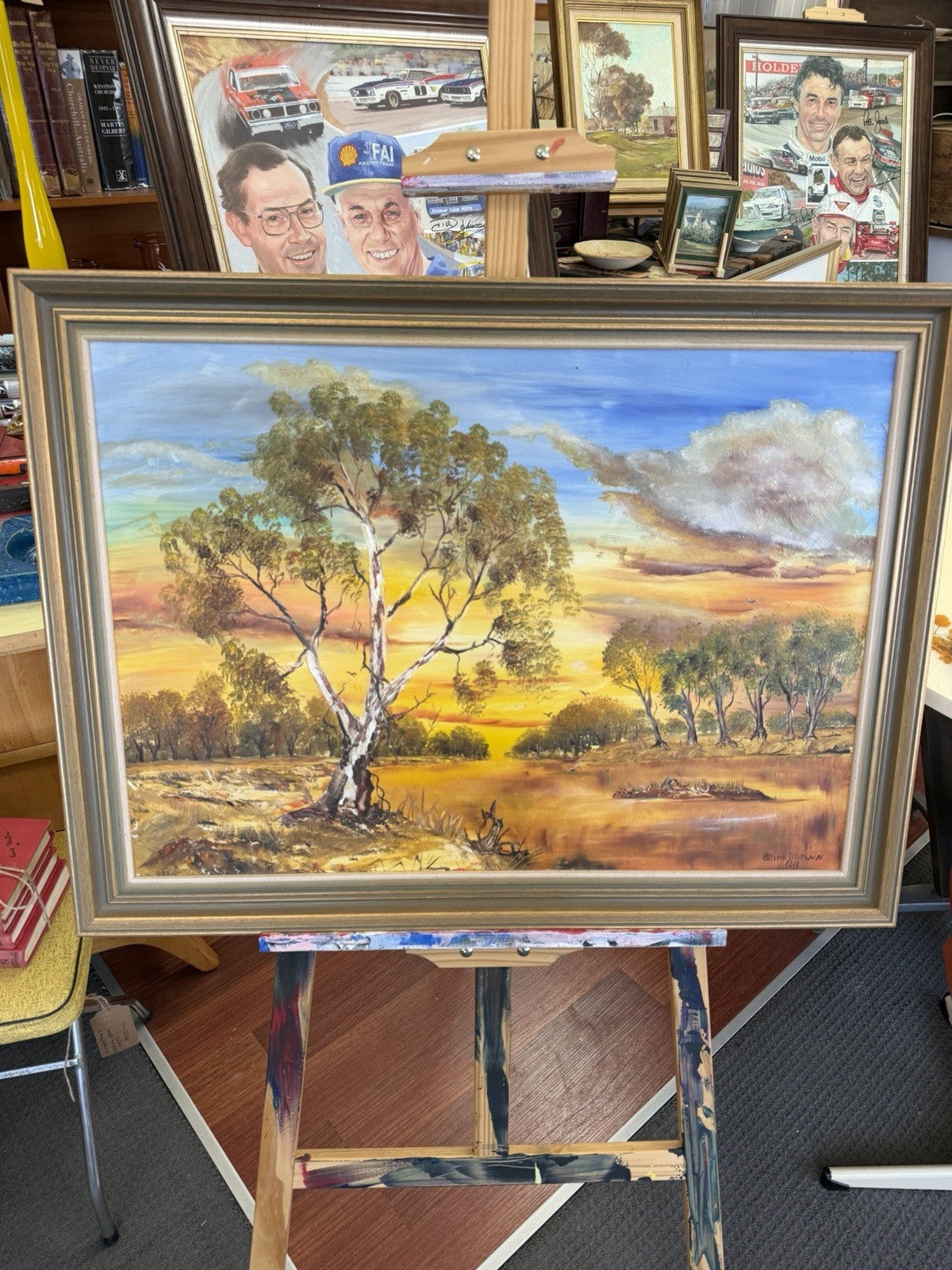 Brian Brown Brownie Original 1988 Oil Painting Murray River Euston NSW 
