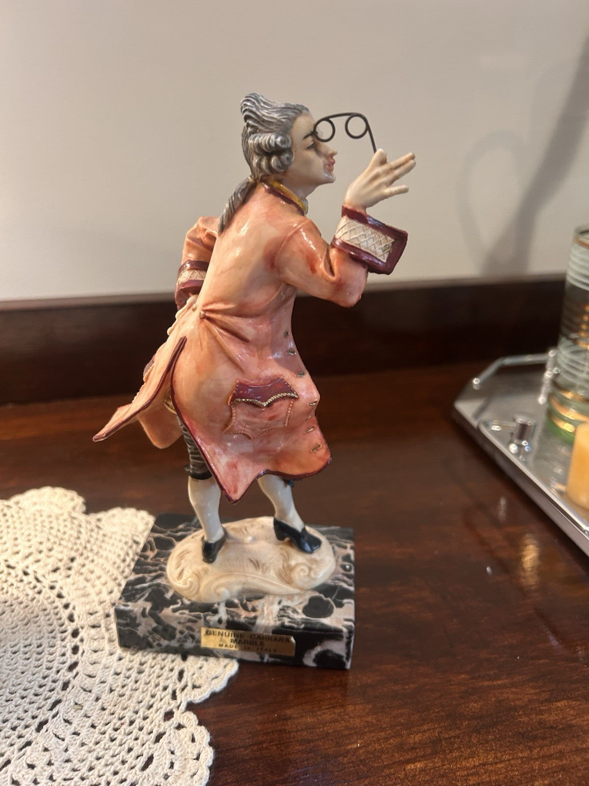 A Pair of Italian Depose Italy Figurines on Carrara Marble